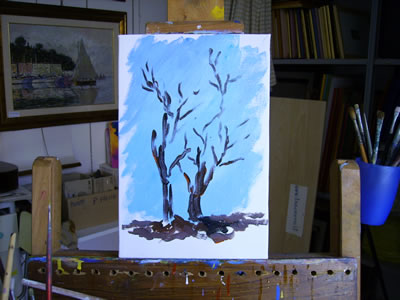 Dipingere gli alberi: (Figura n° 3) abbozzo del terreno
