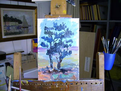 Dipingere gli alberi: (Figura n° 5) scelta della tonalità del terreno 
