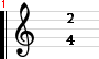 misura in musica: numero frazionale di due quarti 